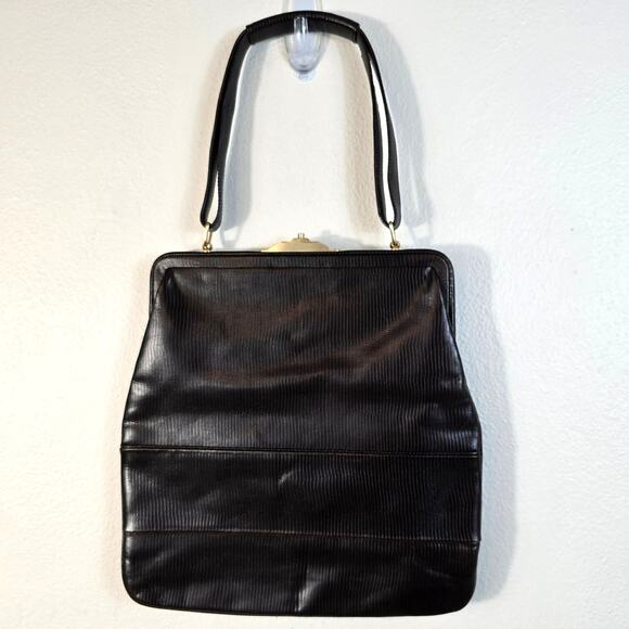 Via Spiga Purse Womens Expresso Snake Embossed Leather Classic Old Money READ - Picture 2 of 16